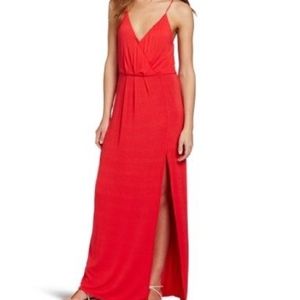 BCBGeneration Bright Coral High Slit Maxi Dress